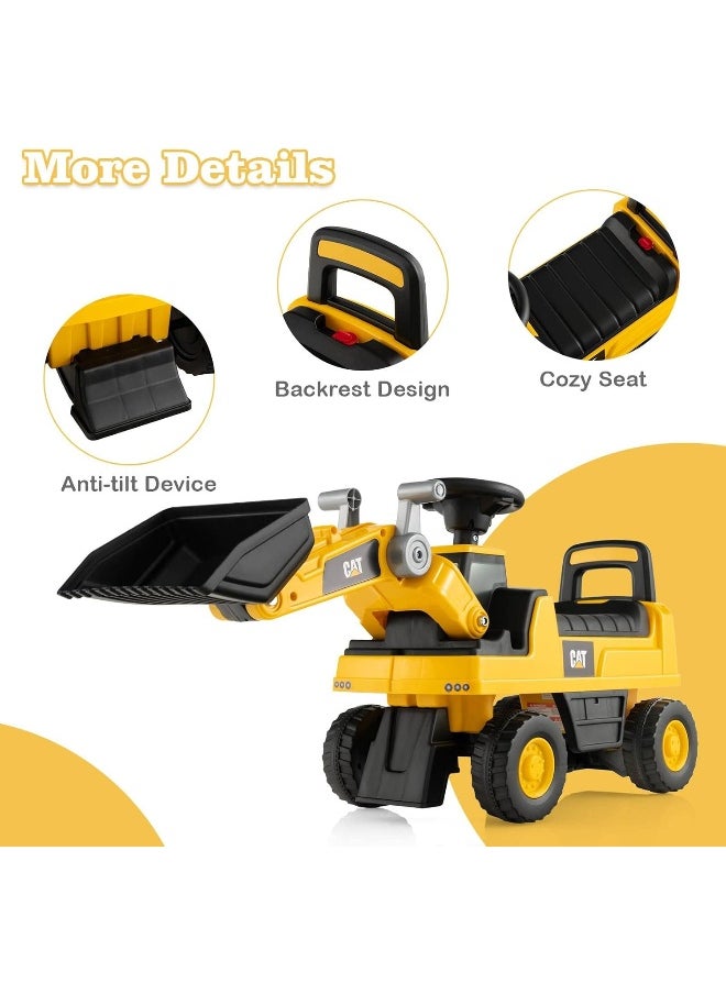 CAT Kids Ride-On Excavator Push Car with Realistic Digger Arm, Construction Toy Vehicle for Toddlers, Durable Wheels, Comfortable Seat, Outdoor Pretend Play Gift for Boys & Girls  - Image 1