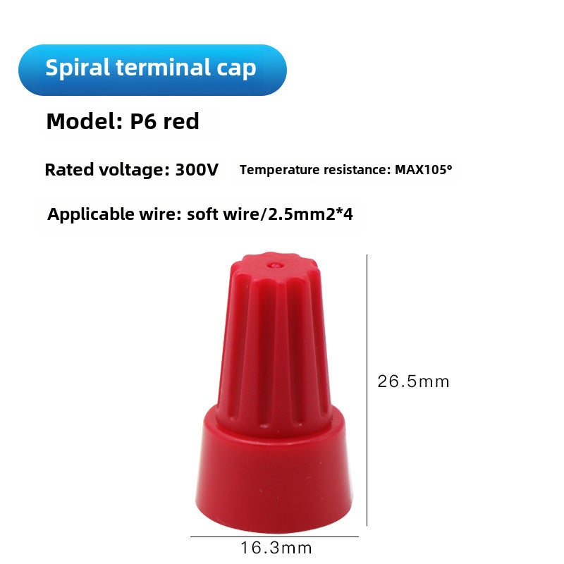 Spiral Wire Cap Waterproof Crimp Terminals P1P2P3P4P6 P6 red (500 only) 