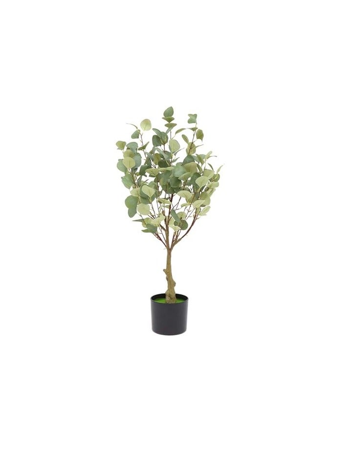 Rightsure Artificial Eucalyptus Tree with Natural Wood Trunk and Realistic Leaves, Faux Eucalyptus Tree for Home Decor Indoor, Tall Green Fake Plant with Pot for Office Living Room Outdoor (90CM)  - Image 1
