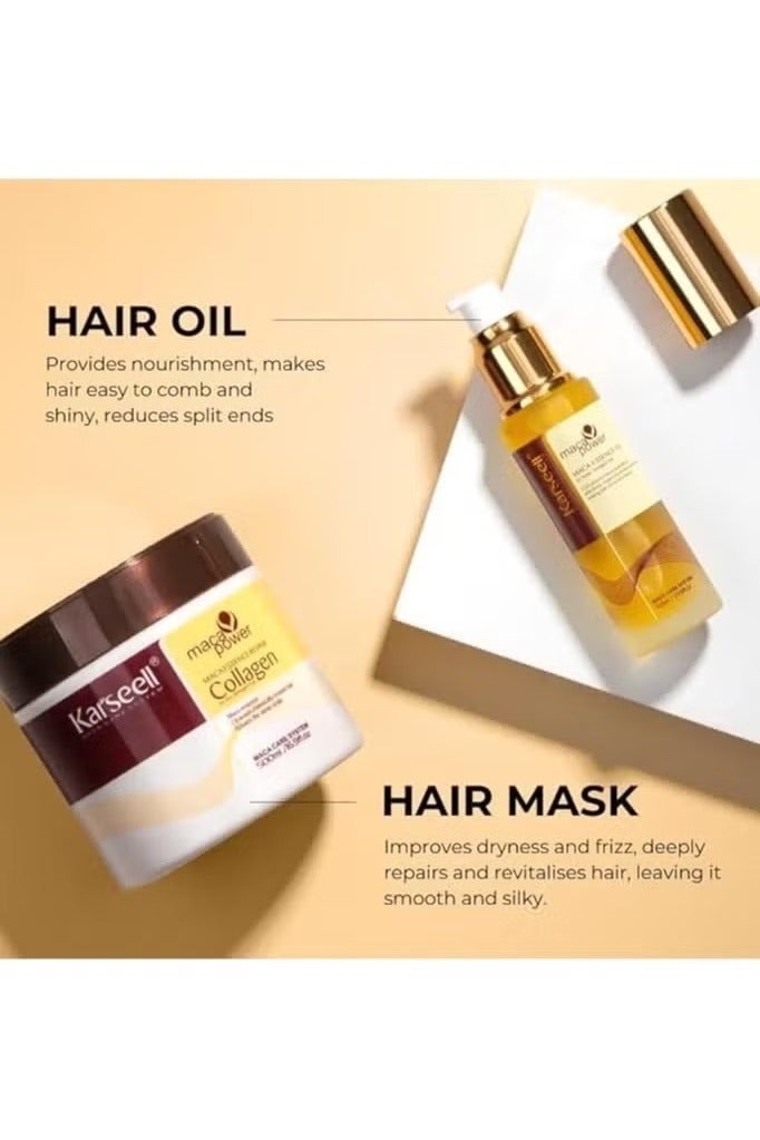 كارسيل علاج الشعر بالكولاجين من كارسيل لإصلاح الشعر بعمق وترطيب جميع أنواع الشعر 16.90 أونصة 500 مل + سيروم زيت الأرغان للشعر الجاف والتالف 50 مل - Image 2