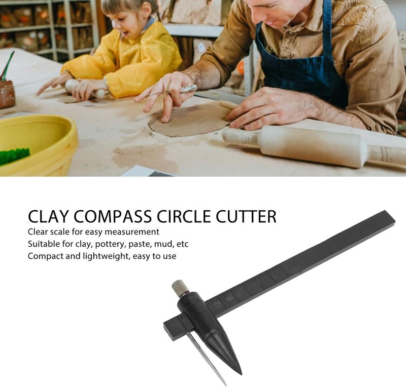 Transparent body Compass Circle Cutter Caliper, 2PCS Black Reusable Plastic Clay Ceramic Pottery Ruler Caliper for Pottery Crafting Sculpting Storage burden minimized build - Image 2