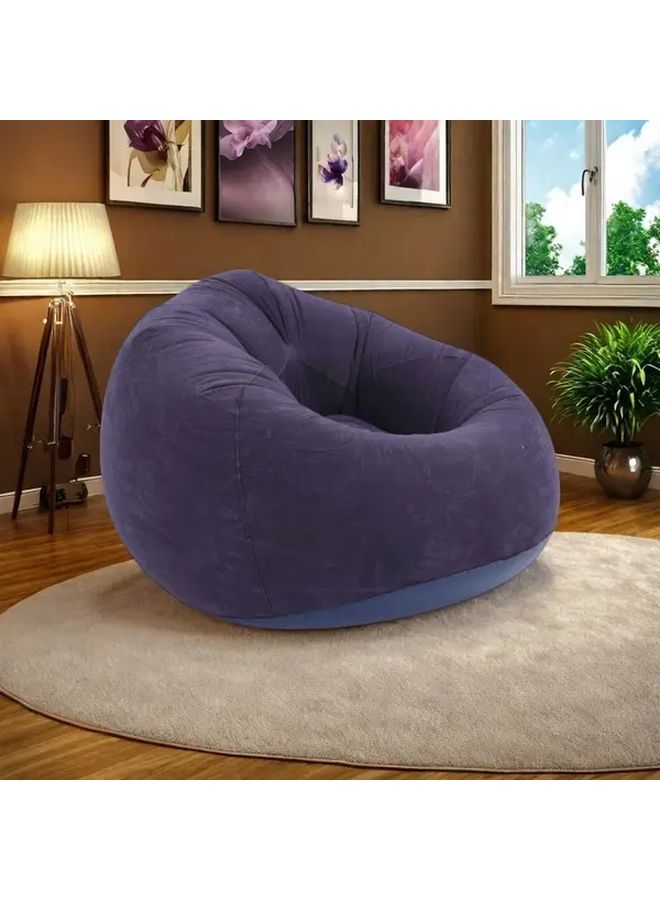 Deep Blue French Country Style PVC Inflatable Recliner Chair Easy Store Fast Inflation Soft Skin Friendly - Image 2