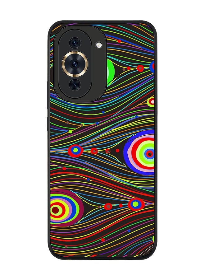 Stylizedd Rugged Black edge case for Huawei nova 10 Pro Slim fit Soft Case Flexible Rubber Edges Anti Drop TPU Gel Thin Cover - Peacock Eyes - Image 1