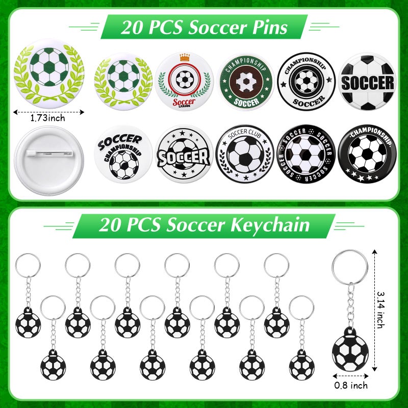 Aoriher 194 Pcs Soccer Party Bulk Sport Birthday Party Gift Soccer Goodie Bag Filler Mini Soccer Ball Silicone Bracelet Soccer Tattoo Sticker Soccer Slap Bracelet Keychain Button Pin - Image 3