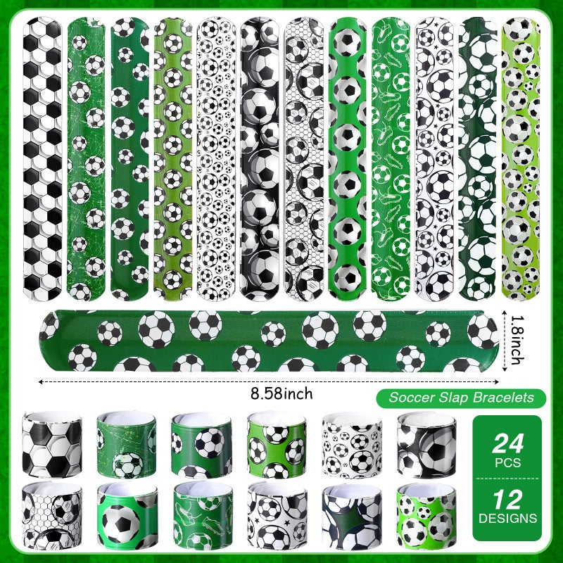 Aoriher 194 Pcs Soccer Party Bulk Sport Birthday Party Gift Soccer Goodie Bag Filler Mini Soccer Ball Silicone Bracelet Soccer Tattoo Sticker Soccer Slap Bracelet Keychain Button Pin - Image 4