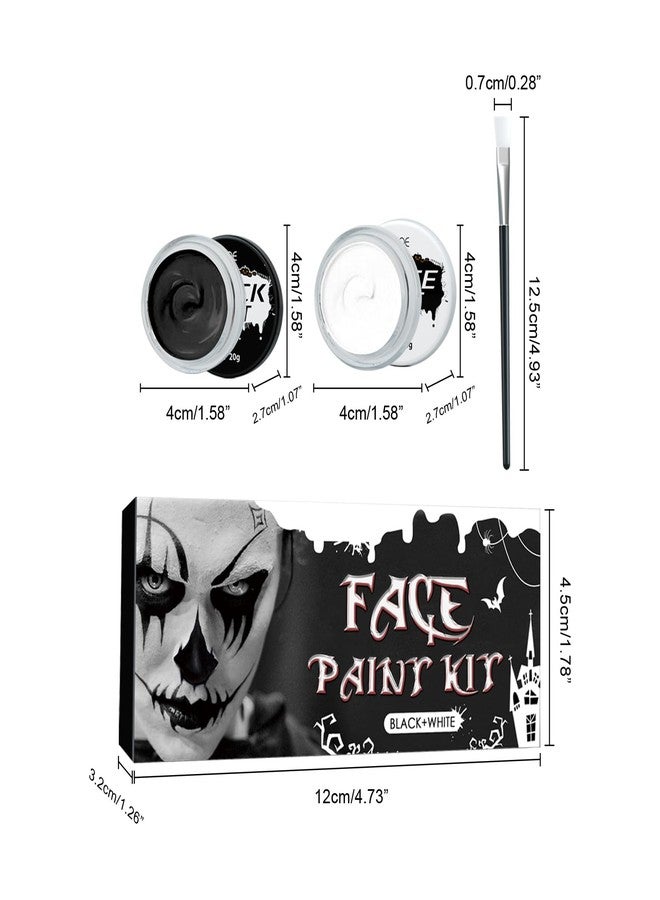 Felico White Face Paint, Black Face Paint Halloween Cosplay SFX Makeup Kit, Non Toxic Body Paint, Face Painting Kits with 2 Professional Paint Brushes for Adult Kids, Face Body Painting Art Costume Theater - Image 2