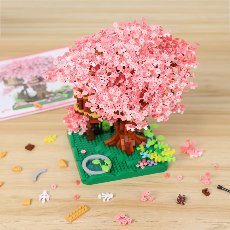 NEWABWN Cherry Blossom Bonsai Tree Mini Micro Building Set  Japanese Sakura Tree House Model Sets for Adults  Flowers House Mini Bricks Building Kit  Creative Gift Toys for Kids 12-14 (2028PCS) - Image 4