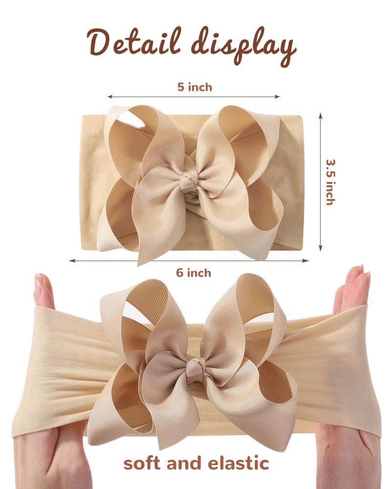 doboi 6PCS Baby Girl Headbands - Ribbon Bow Nylon Hair Accessories for Infants, Newborns, and Toddlers - Image 2