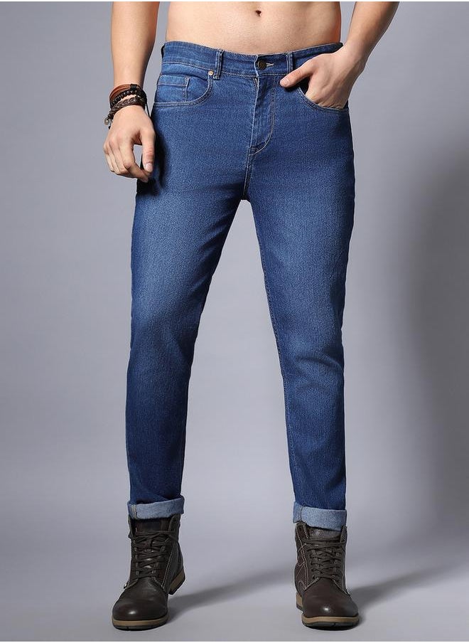 HIGH STAR - Mid Rise Faded Regular Fit Jeans by Styli - Image 1