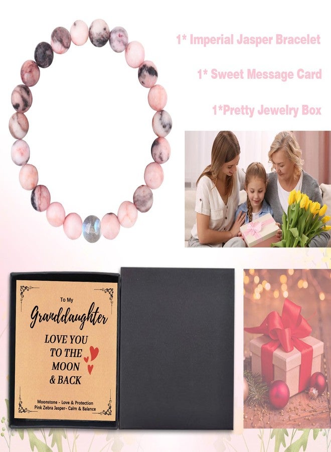 Tirdkid Daughter Gifts from Mom Daughter Bracelet, Pink Natural Stone and Love Moonstone Bracelet for Teen Girls Graduation Comfirmation Birthday Gifts - Image 2