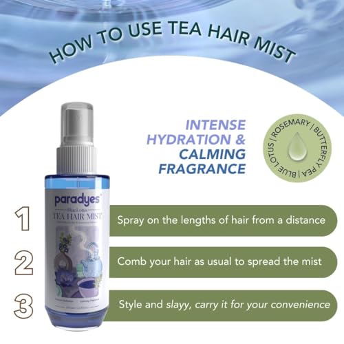 Paradyes Blue Lotus Tea Hair Perfume for Intense Hydration & Calming Fragrance | Made for all hair types | For Men & Women |100ml - Image 4