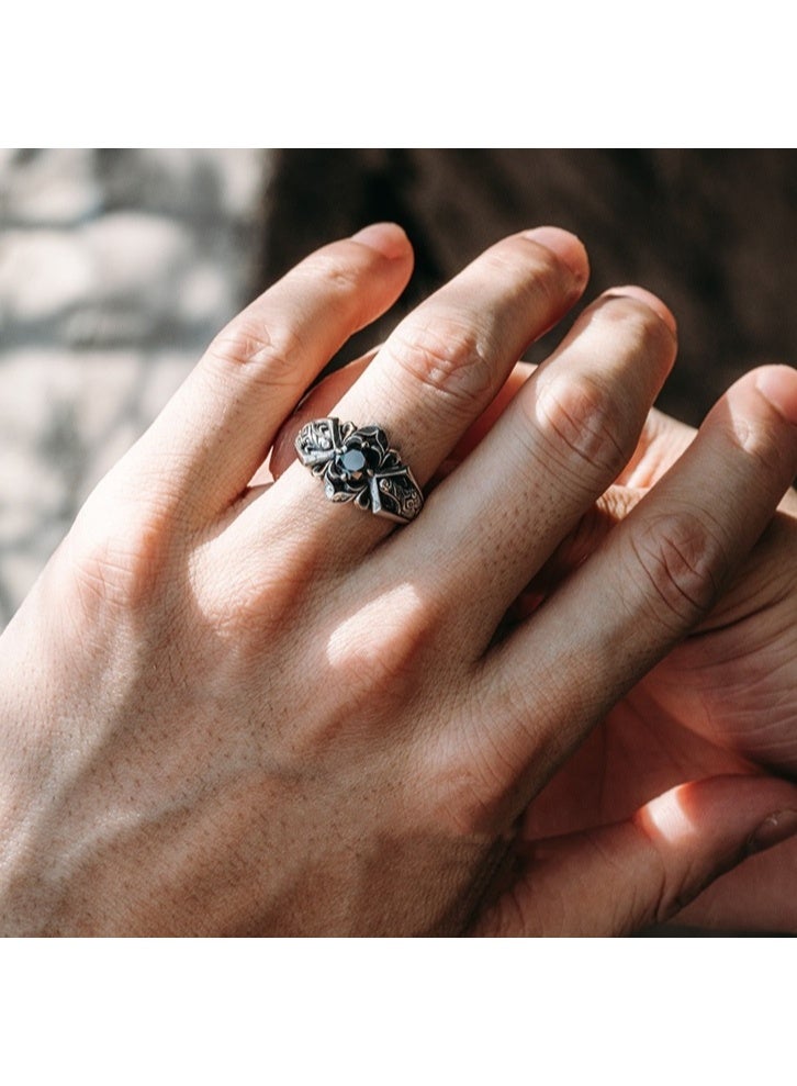 Men Adjustable Ring Sliver S925 Ring Elegant Unique Retro Sliver  Non-Fading Open Ring - Image 1