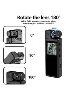 CAMLEIGH CAMLEIGH Body Cam for Sports Personal Security Police Law Enforcement HD1080P Wearable Mini Body Camera Video Camera 180 Rotating Lens Motion Detection Night Auxiliary Lights 6HR Battery  - Image 2