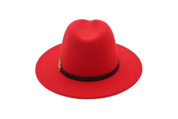 Solid  Fedora Hat Flat Wide Brim Cap  Felt - Image 4