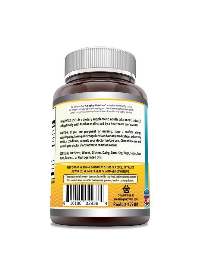 Amazing Nutrition - Amazing Omega Norwegian Cod Liver Oil 1250 mg 120 Softgels Supplement (Fresh Orange Flavor) - Image 1