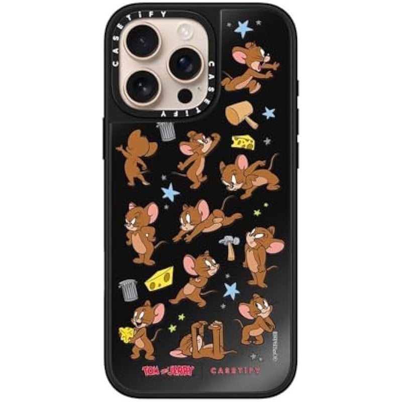 Casetify Mirror Case for iPhone 16 Pro Max 【Tom and Jerry Colab/Reflective / 4.9ft Drop Protection/Compatible with Magsafe】 - Jerry Pattern - Black on Black - Image 3