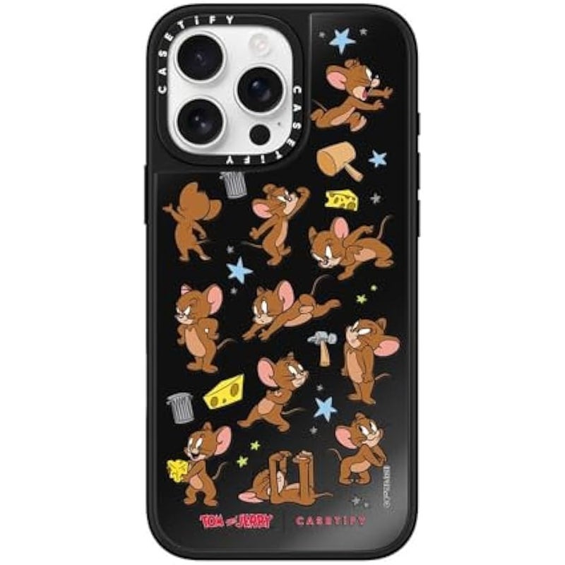 Casetify Mirror Case for iPhone 16 Pro Max 【Tom and Jerry Colab/Reflective / 4.9ft Drop Protection/Compatible with Magsafe】 - Jerry Pattern - Black on Black - Image 5