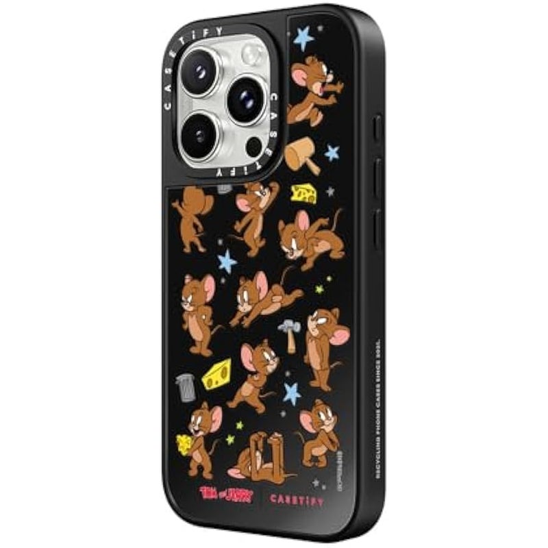 Casetify Mirror Case for iPhone 16 Pro Max 【Tom and Jerry Colab/Reflective / 4.9ft Drop Protection/Compatible with Magsafe】 - Jerry Pattern - Black on Black - Image 4