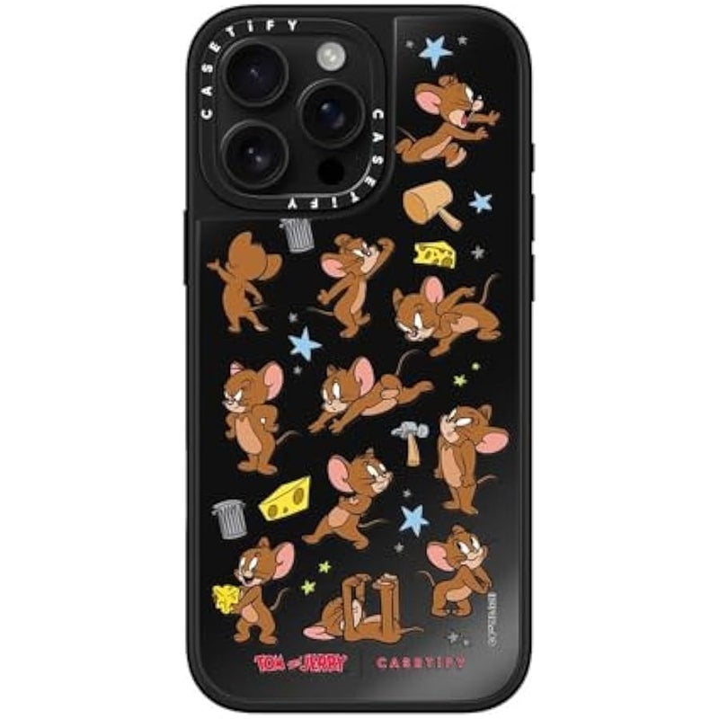 Casetify Mirror Case for iPhone 16 Pro Max 【Tom and Jerry Colab/Reflective / 4.9ft Drop Protection/Compatible with Magsafe】 - Jerry Pattern - Black on Black - Image 1