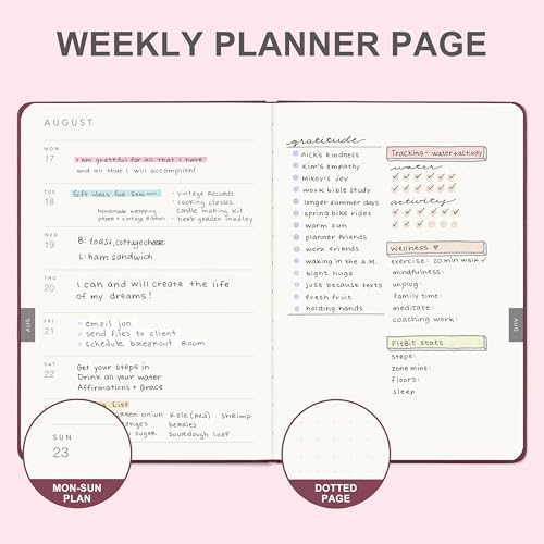 &And Per Se And Per Se 2026 Planner, 15 Months Hardcover Daily, Weekly & Monthly Planner, A5 size, 100GSM Thick Paper, Back Pocket, 5.7" x 8"(Dark Red) - Image 4