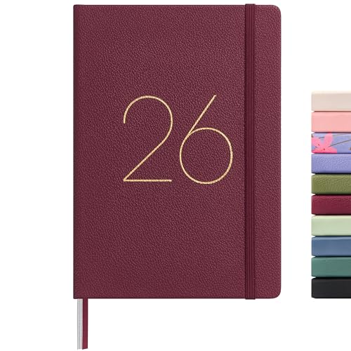 &And Per Se And Per Se 2026 Planner, 15 Months Hardcover Daily, Weekly & Monthly Planner, A5 size, 100GSM Thick Paper, Back Pocket, 5.7" x 8"(Dark Red) - Image 1