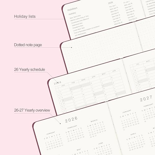 &And Per Se And Per Se 2026 Planner, 15 Months Hardcover Daily, Weekly & Monthly Planner, A5 size, 100GSM Thick Paper, Back Pocket, 5.7" x 8"(Dark Red) - Image 5