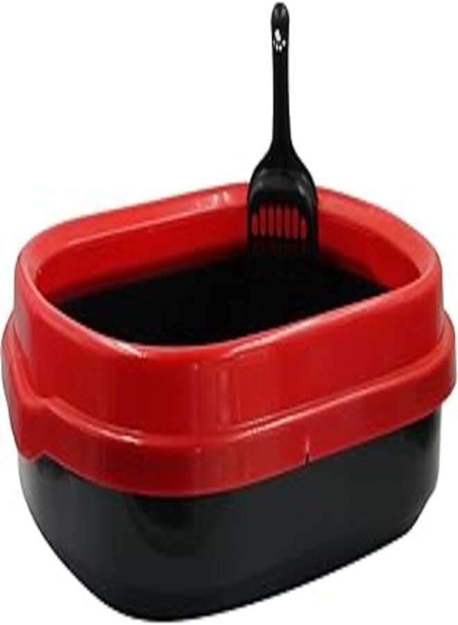 Trixie Oval Litter Box - Black Red