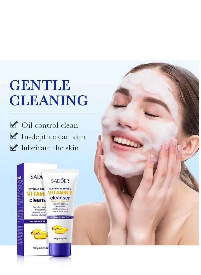 SADOER - Skin Care Set, Serum, Cream, Lotion, Evening Primrose Cleanser with Vitamin E