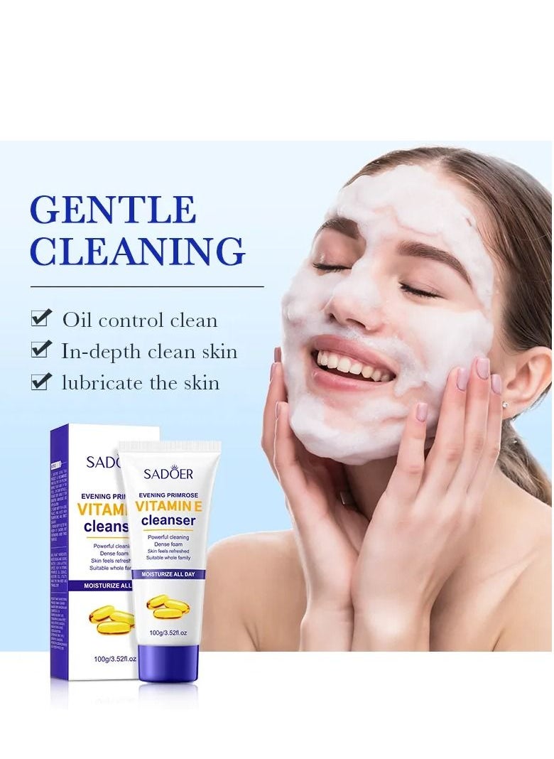 SADOER - Skin Care Set, Serum, Cream, Lotion, Evening Primrose Cleanser with Vitamin E