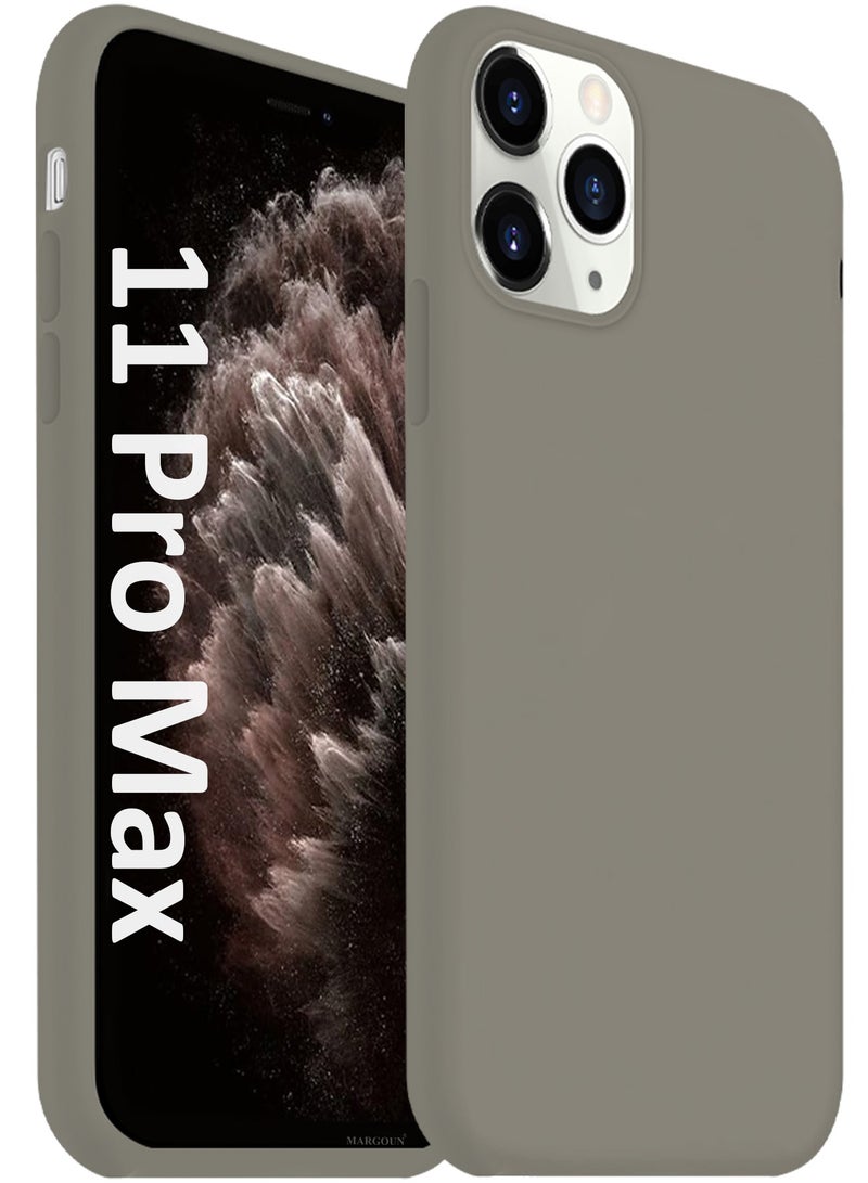 CATANES Soft Silky Silicone Case Cover for Apple iPhone 11 Pro Max - Full Body Protection - Cement Colour - Image 1