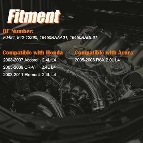 YIHOVY 𝐘𝐈𝐇𝐎𝐕𝐘 Upgraded Fuel Injectors FJ484 fit for Acura RSX 2005-2006 2.0L L4, fit for Honda Accord CR-V Element 2003-2011 2.4L L4, 842-12290, 16450RAAA01, 16450RADL61 (4) - Image 2