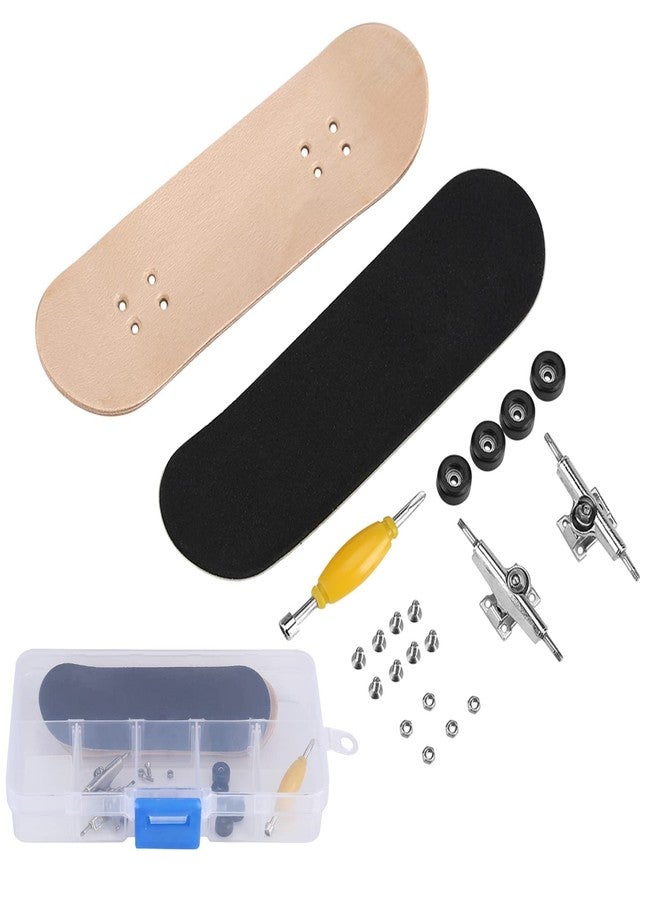 Milltrip Wooden Finger Skateboards, 1Pc Maple Wooden Alloy Fingerboard Finger Skateboards with Box Reduce Pressure Gifts (Black) - Image 1