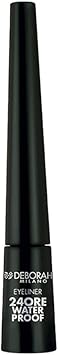 DEBORAH ديبورا ميلانو قلم تحديد العيون المقاوم للماء لمدة 24 ساعة وطويل الأمد ولا ينتقل يعطي لمسة لامعة ودقة فائقة للعيون أسود 28 جرام باستيل