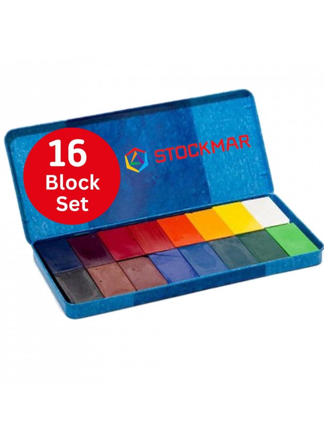 Stockmar 204884266 16 Blocks Waterproof Beeswax Paint Blocks in Tin Box - Image 1