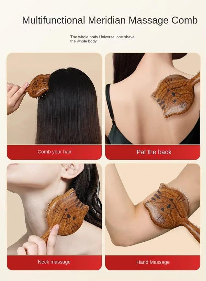 Trujve Pack of 1 Cute Wooden Hair Brush Set – Bear & Cat Design Detangling Paddle Brush with Scalp Massage Bristles, Anti-Static Natural Wood Hairbrush for Women, Girls & Kids - Image 2