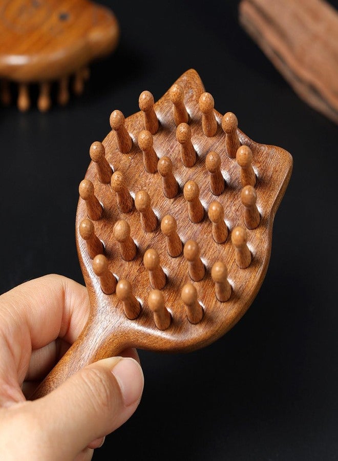 Trujve Pack of 1 Cute Wooden Hair Brush Set – Bear & Cat Design Detangling Paddle Brush with Scalp Massage Bristles, Anti-Static Natural Wood Hairbrush for Women, Girls & Kids - Image 3