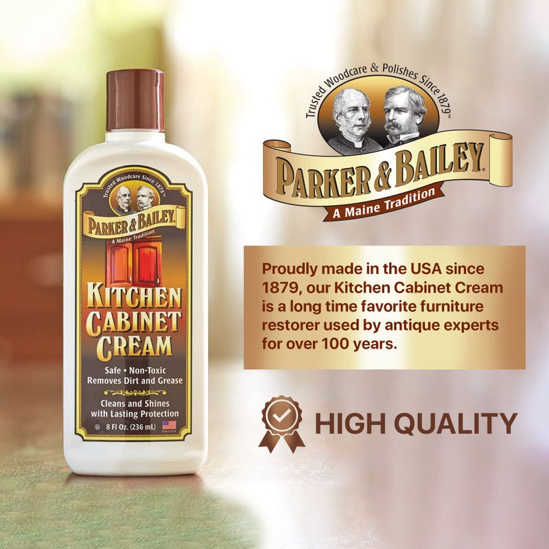 Parker Bailey PARKER & BAILEY KITCHEN CABINET CREAM - Multisurface Wood Cleaner And Polish Furniture Quick Shine Restorer Protector Surface, House Cleaning Supplies Home Improvement 8oz - Image 3