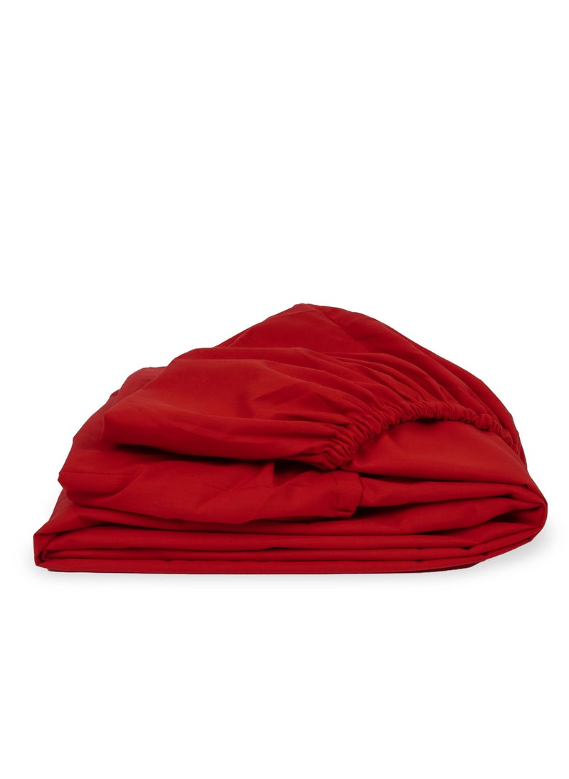 Home of linens - Fitted Sheet Red 200x200 - Image 1