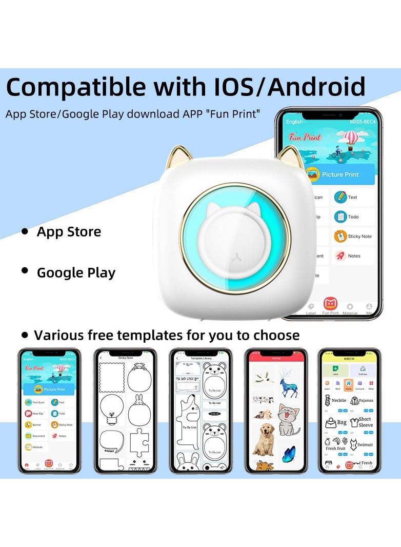 طابعة صغيرة C23 للطالب طابعة ملصقات حرارية مريحة اتصال بلوتوث _ 5 لفات من الورق الحراري + 5 أقلام ملونة - Image 4