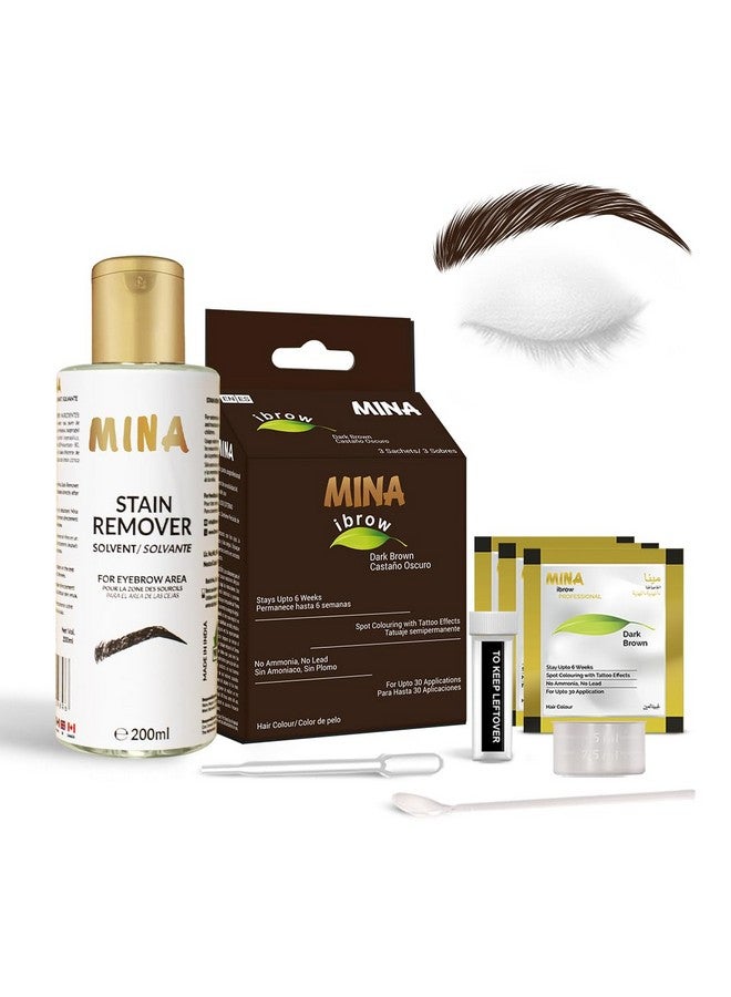 MinaiBrow Tint Kit Dark Brow | Natural Spot Coloring Brow Tinting Powder with Stain remover, Softly Removes Color from Skin - Smudge Proof Tint - Image 1