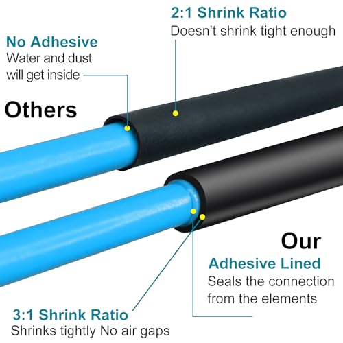 Allwin 1/2 Inch(12.7mm) Heat Shrink Tubing - 10 Ft 3:1Ratio Waterproof Heat Shrink Tubing,1/2" Pre-Shrink Diameter,0.17" Shrunk, Adhesive Lined, Dual Wall Adhesive Shrinkable Wire Wrap Tube - Image 3