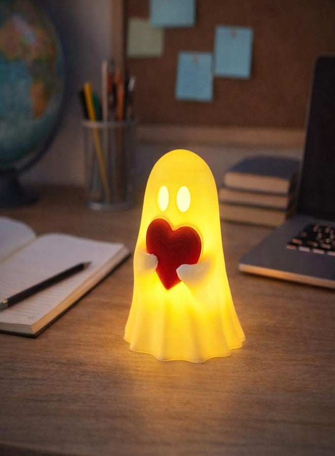 CUBIX3D Cute Ghost Showpiece with Heart & LED Tealight | Decorative Table Figurine for Home Décor | Romantic Gift for Couples, Valentine & Festive Display (White & Red, 70 mm) - Image 4