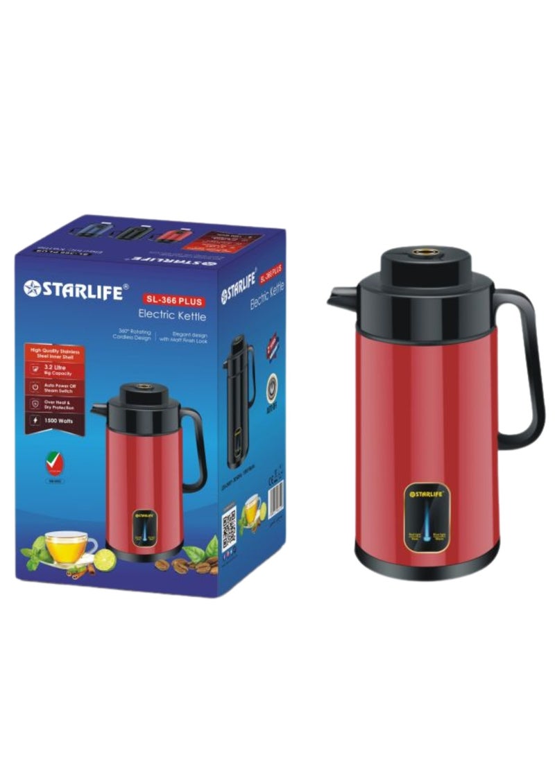STARLIFE - Electric Kettle 3.2 Liter With Auto Turn-Off Kettle 1500W Over Heat And Dry Protection High Quality Stainless Steel Inner Shell - Image 1