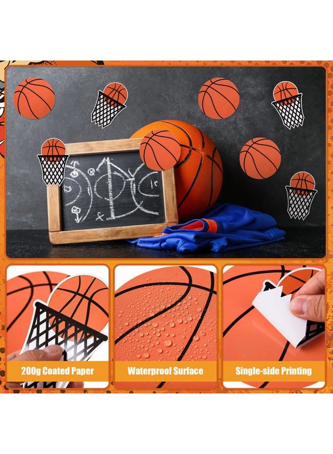 FOBSME 80 Pcs Basketball and Basketball Net Cutouts Paper Basketballs Die-Cuts Basketballs Theme Bulletin Board Cutouts with Glue Points for Sport Theme Birthday Party Classroom Wall Decorations - Image 3
