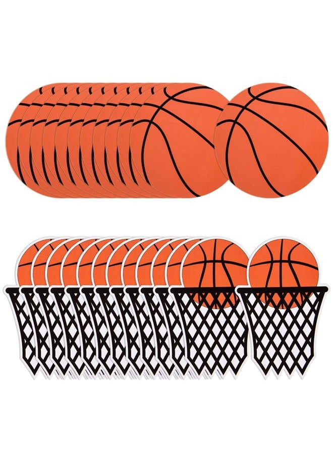 FOBSME 80 Pcs Basketball and Basketball Net Cutouts Paper Basketballs Die-Cuts Basketballs Theme Bulletin Board Cutouts with Glue Points for Sport Theme Birthday Party Classroom Wall Decorations - Image 1