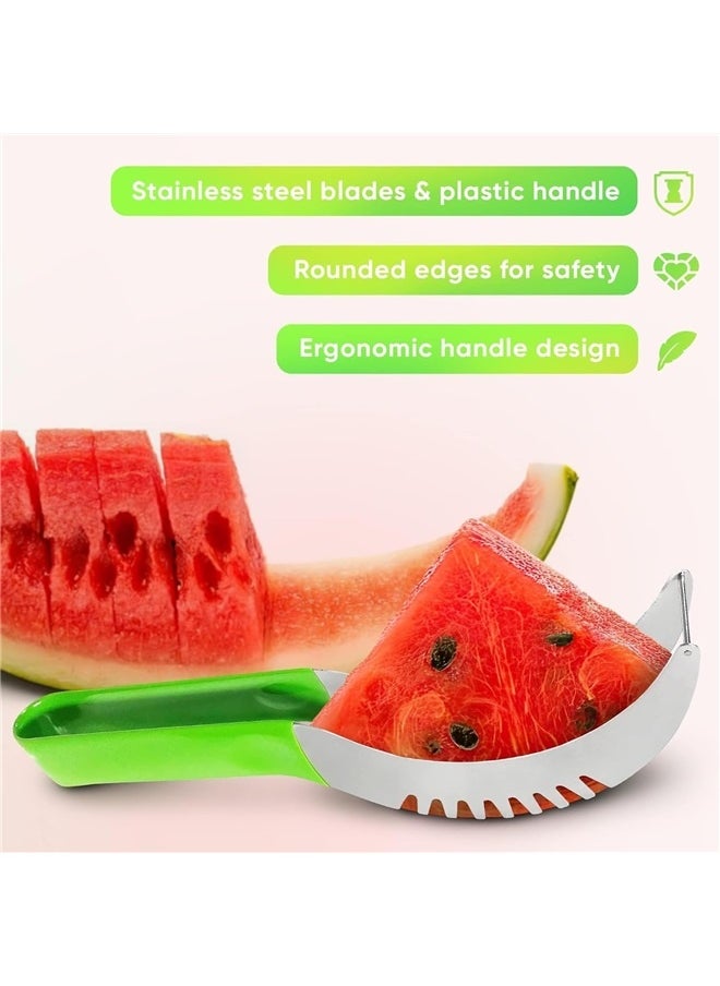 Generic Stainless Watermelon Slicer Cutter Tool - Easy Slicer Watermelon and Pineapple Cutter Slicer Stainless Steel Vegetable Cutter  - Image 3