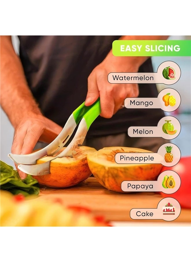 Generic Stainless Watermelon Slicer Cutter Tool - Easy Slicer Watermelon and Pineapple Cutter Slicer Stainless Steel Vegetable Cutter  - Image 4
