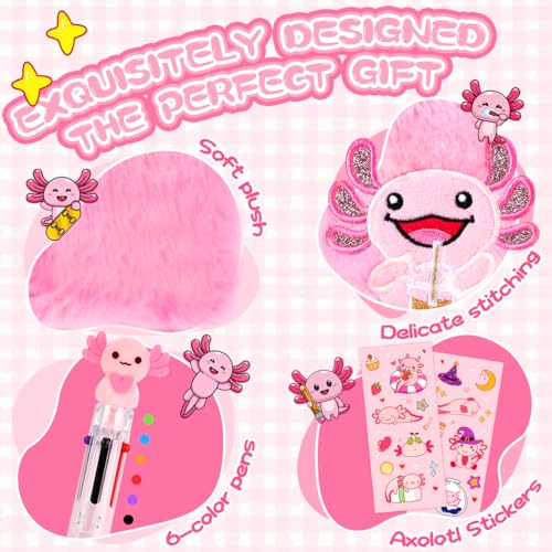 PrinBarBee Axolotl Diary For Girls With Lock And Keys, Girls Fuzzy Notebook Gift Set For Writing And Drawing - Image 2