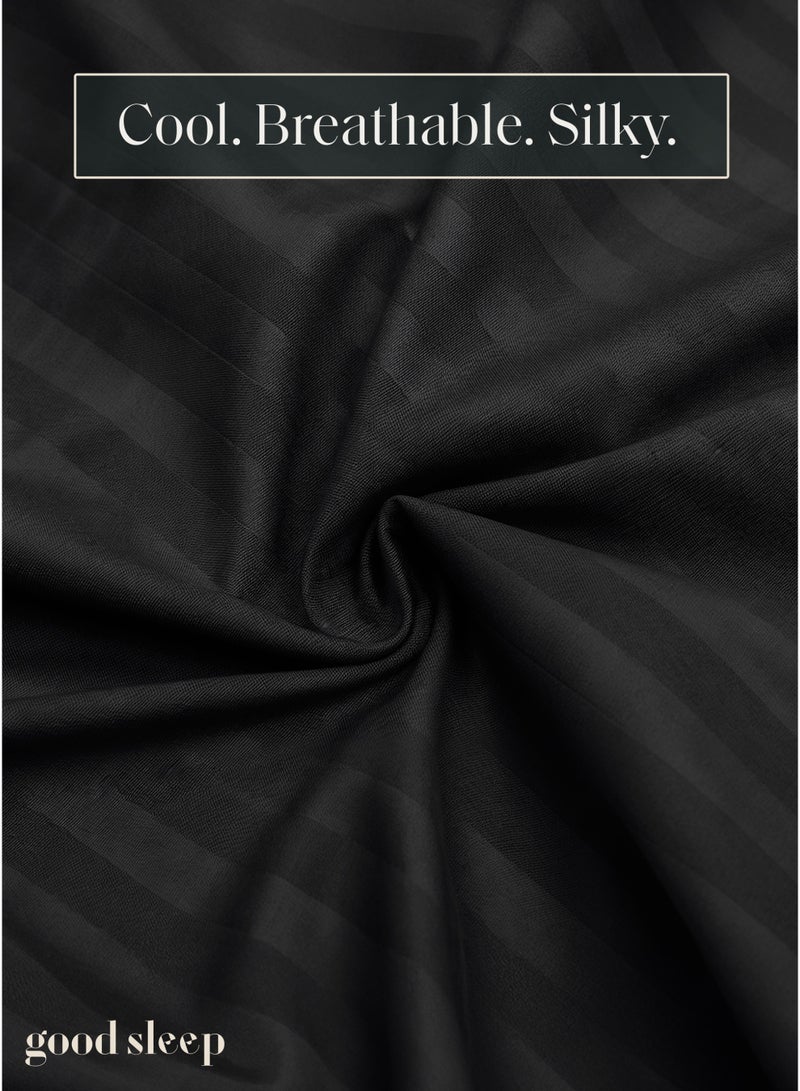 Good Sleep Premium Striped Duvet Set 6Piece Black King Size 220x240 cm UltraSoft WrinkleResistant Made in Dubai Includes Duvet Cover Fitted Sheet 4 Pillowcases - Image 4