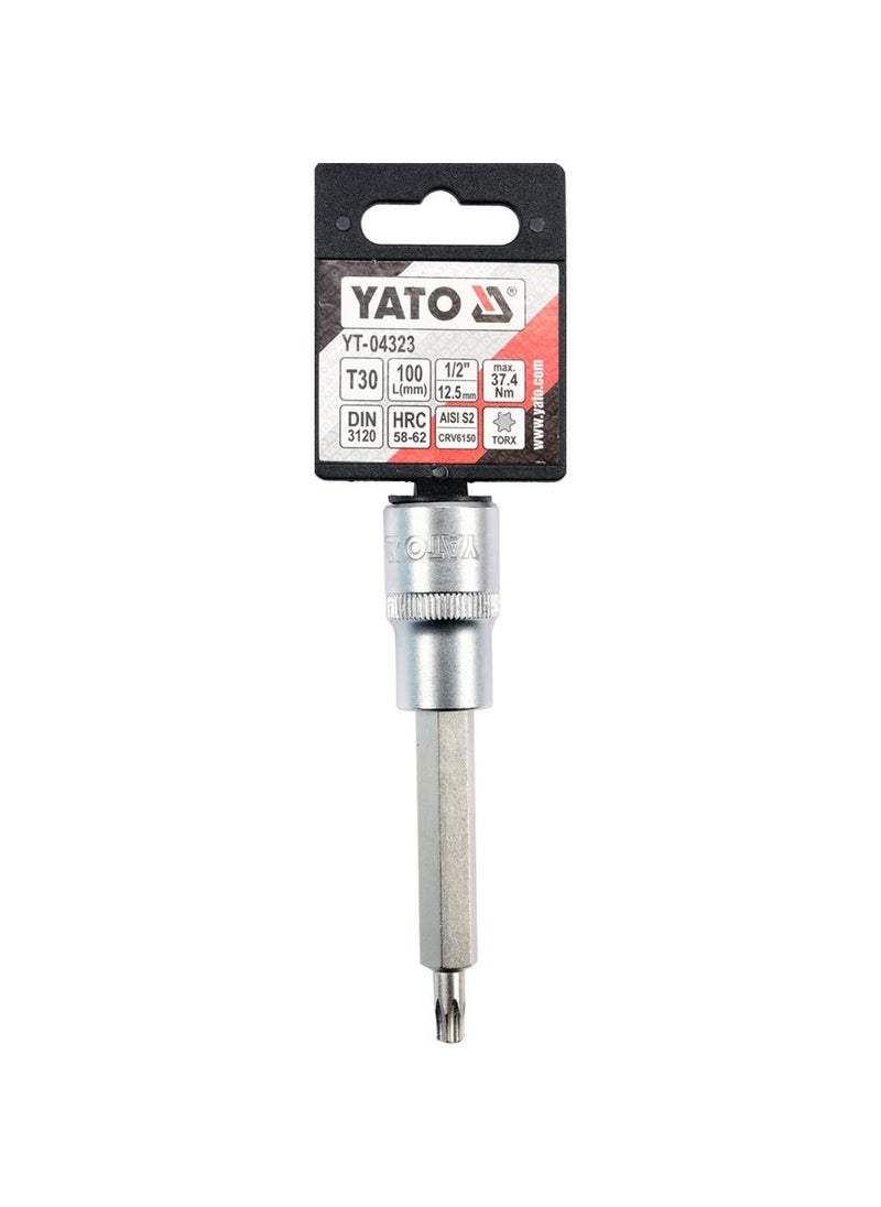 Yato Yato YT04323 Socket Bit of Size T30 Length 100mm Suitable for 12 inch Drive Socket Wrench Set S2 steel Chromium platedSocket Tool BoxUsed as Home Mechanical ToolsIndustrial Tools Power too  - Image 3